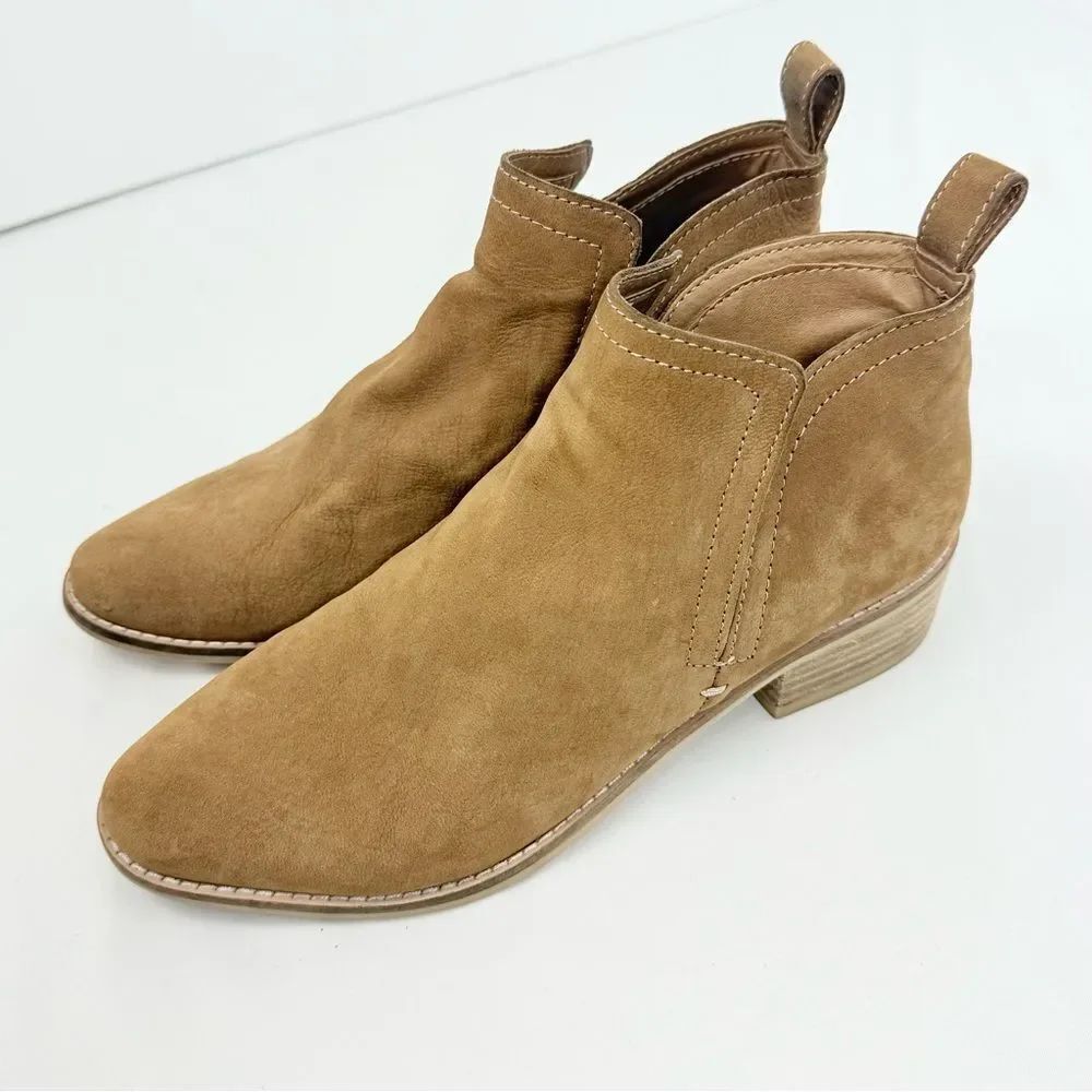 Dolce Vita TESSEY Khaki Suede Leather Stretch Slit Side Low Heel Ankle Boots